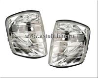 Mercedes W201 (82-93) 190E 190D поворотники хромированные хрустальные, комплект 2 шт.