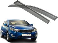 Kia Rio (11–/15–) Дефлекторы боковых окон с хромированным молдингом, OEM стиль (хетчбек)