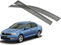 Skoda Rapid (14–) Дефлекторы боковых окон с хромированным молдингом, OEM стиль, седан