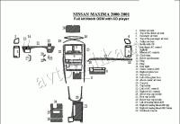 Декоративные накладки салона Nissan Maxima 2000-2001 полный набор, АКПП, Радио с CD Player, Соответствие OEM, 30 элементов.