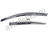 Volkswagen Passat B6 и B7 2005- дефлекторы боковых окон темные, ветровики с нержавеющим молдингом, комплект 4 шт.