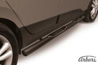Защита штатных порогов Arbori d76 с проступями черная HYUNDAI IX-35 2009-