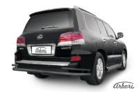 Защита заднего бампера Arbori d76+d42 двойная черная LEXUS LX-570 2012-