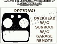 Декоративные накладки салона Chevrolet Tahoe 2000-2002 Overhead без sunroof, без garage remote