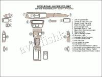 Декоративные накладки салона Mitsubishi Lancer 2002-2007 Автоматическая коробка передач, (не EVOLUTION model)