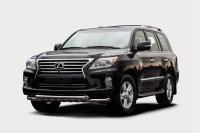 Lexus LX (12–) Защита переднего бампера с декоративными элементами 76/76 мм двойная