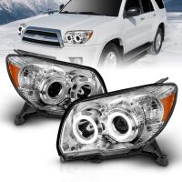 Toyota 4Runner (2006-2009) передние фары хромированные с ангельскими глазками