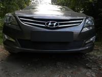 Hyundai Solaris (14–16) Защита радиатора Premium, чёрная