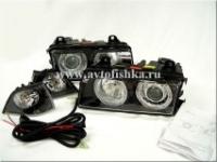 BMW 3 E36 (91-00) 2 дв. купе фары передние черные, со светящимися ободками с поворотниками, комплект лев.+ прав.