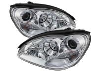 Mercedes S W220 (98-05) передние линзовые хромированные фары, с электрокорректором, комплект 2 шт.