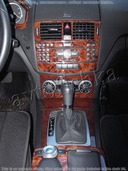 Декоративные накладки салона Mercedes Benz C Class 2008-н.в. полный набор