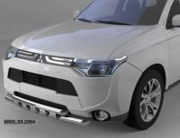 Mitsubishi Outlander (12–/14–) Защита переднего бампера двойная Shark d 60 мм, нерж.