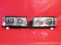 Mercedes W201 190E 190D (82-93) фары передние прожекторные хромированные с указателем поворотов, комплект 2 шт.