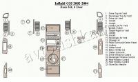 Декоративные накладки салона Infiniti G35 2002-2004 базовый набор, 4 двери, без навигации система