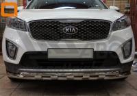 Kia Sorento (15–) Защита переднего бампера двойная Shark d 60/42 мм, нерж.