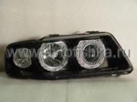 Audi A3 (96-02) фары передние линзовые черные, со светящимися ободками, под электрокорректор, комплект 2 шт.
