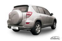 Защита заднего бампера "уголки" Arbori d76+d42 двойные черные TOYOTA RAV-4 2009-2010