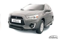 Защита переднего бампера Arbori d57+d42 двойная черная MITSUBISHI ASX 2014-