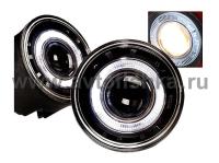 Jeep Grand Cherokee (04-07) фары противотуманные линзовые тонированные, со светящимися ободками, комплект 2 шт.