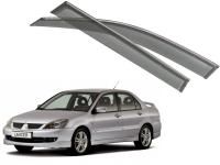 Mitsubishi Lancer (03–07) Дефлекторы боковых окон с хромированным молдингом, OEM стиль