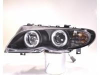 BMW 3 E46 (01-04) 4 дв. седан передние линзовые черные фары со светящимися ободками, комплект 2 шт.