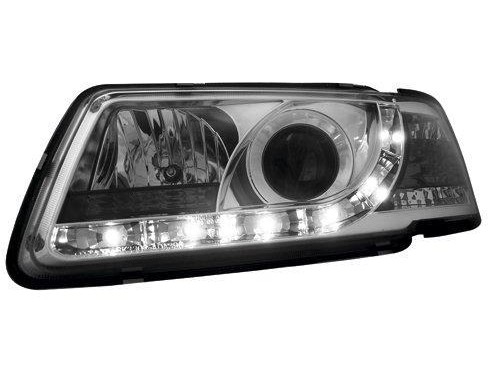 Audi A3 (96-02) фары передние линзовые хромированные, со светодиодной подсветкой, комплект 2 шт.