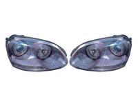 Volkswagen Golf 5 (03-) фары передние линзовые серые, со светящимися ободками, под корректор, комплект 2 шт.