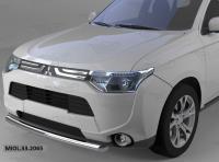 Mitsubishi Outlander (12–/14–) Защита переднего бампера одинарная d 60 мм, нерж.