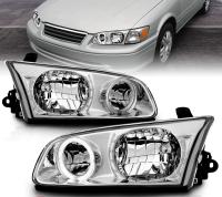 Toyota Camry (авг. 1999-2001) SXV2, MCV20 USA фары передние прозрачные хромированные со светящимися ободками.