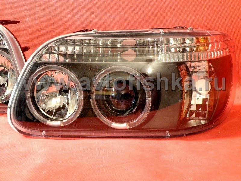 Ford Explorer (95-01) фары передние линзовые черные, со светящимися  ободками и светодиодной подсветкой, комплект 2 шт. купить в Москве -  Автофишка