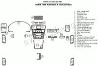 Декоративные накладки салона Honda Accord 2001-2002 4 двери, Соответствие OEM, 23 элементов.