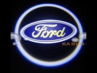 Лазерная подсветка Welcome со светящимся логотипом Ford в черном металлическом корпусе, комплект 2 шт.