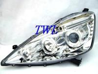 Honda Fit, Jazz (07-) GE, фары передние линзовые хромированные, со светящимися ободками, комплект 2 шт.