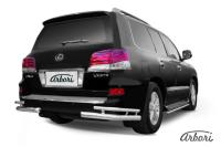 Защита заднего бампера "уголки" Arbori d76+d42 двойные LEXUS LX-570 2012-