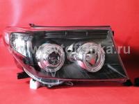 Toyota Land Cruiser 200 (08-) фары передние линзовые черные, со светящимися ободками, комплект 2 шт.