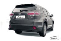 Защита заднего бампера Arbori d57+d42 двойная длинная черная TOYOTA HIGHLANDER 2014-