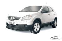 Защита переднего бампера Arbori d57+d42 двойная длинная черная NISSAN QASHQAI 2007-2009