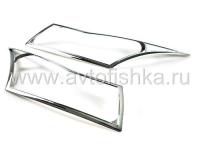 Chevrolet Cruze (08-) пластиковые хромированные декоративные накладки на передние фары, комплект 2 шт.