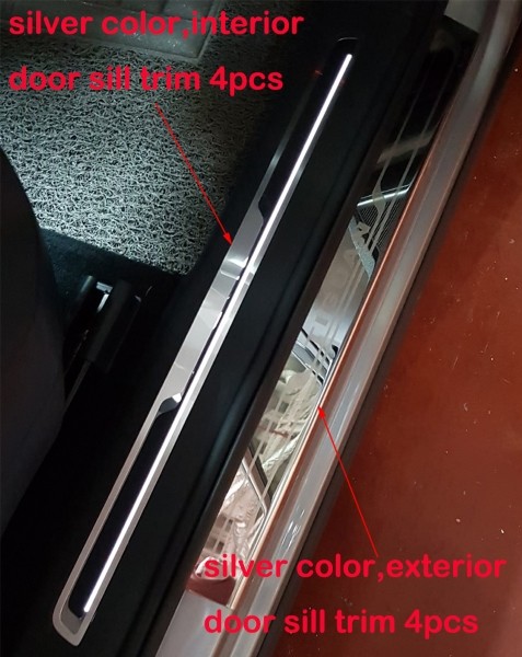 Volkswagen Tiguan (17–) Накладки на внутренние и внешние пороги дверей, 8 частей, нерж. сталь, Silver