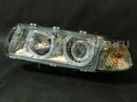 BMW 7 E38 (95-98) фары передние линзовые хромированные, с корректором, со светящимися ободками, с указателем поворотов, комплект 2 шт.