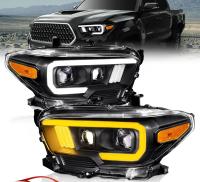 Toyota Tacoma (2016-2023) TRD/Limited передние фары чёрные с LED-трубкой (Switchback)