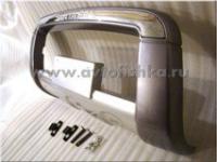 Hyundai Santa Fe (00-06) накладка переднего бампера, серая с хромом, с надписью Santa Fe.