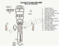 Декоративные накладки салона Chrysler PT Cruiser 2001-2005 базовый набор, АКПП, 17 элементов.