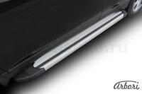 Комплект защиты штатных порогов алюминиевый профиль Arbori "Luxe Silver" 1700 серебристая NISSAN X-TRAIL 2015-