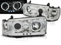 Toyota Land Cruiser 80 (90-97) фары передние линзовые хромированные, со светящимися ободками и светодиодной подсветкой, комплект 2 шт.