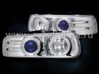 Chevrolet Tahoe, Suburban (99-06) фары передние линзовые хромированные, со светодиодами, комплект 2 шт.