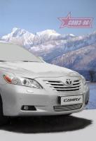 Toyota Camry (09–11) Решётка в бампер 10 мм (5 трубочек) - хром. заглушки