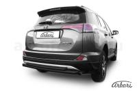 Защита заднего бампера Arbori d57+d42 двойная радиусная черная TOYOTA RAV-4 2015-