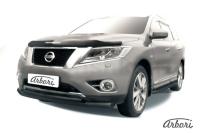 Защита переднего бампера Arbori d76+d57 двойная черная NISSAN PATHFINDER 2014-