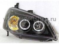 Honda Civic Ferio ES, ET (01-03) 4 дверн. фары передние черные, со светящимися ободками с белыми рефлекторами, линзовые